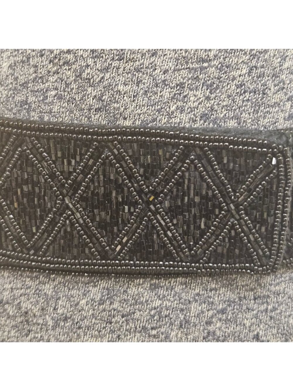 Talbots Waist Belt Womens Size L Black Fabric Beaded Hook And Loop Closure - Picture 2 of 8